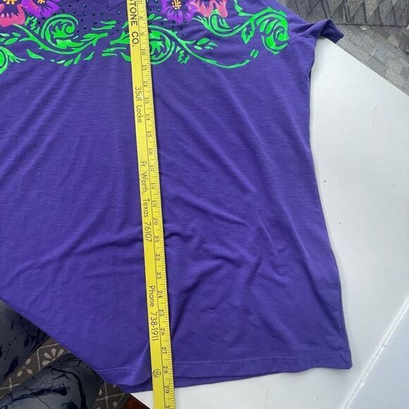 Sport-Tek Women's Floral V-neck Gems Short Sleeve Shirt Purple 3XL‎ - Picture 8 of 10